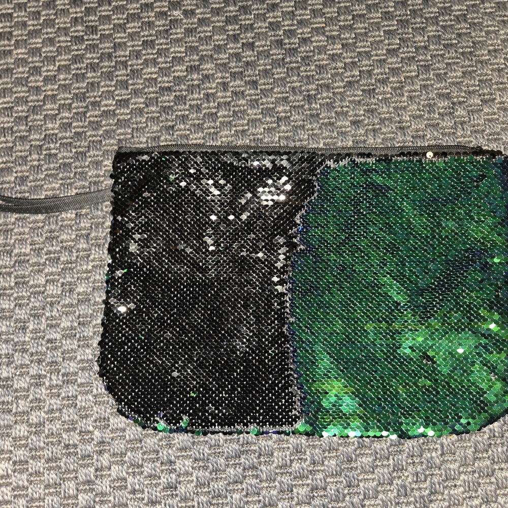 Black and Green Sequin Pouch
